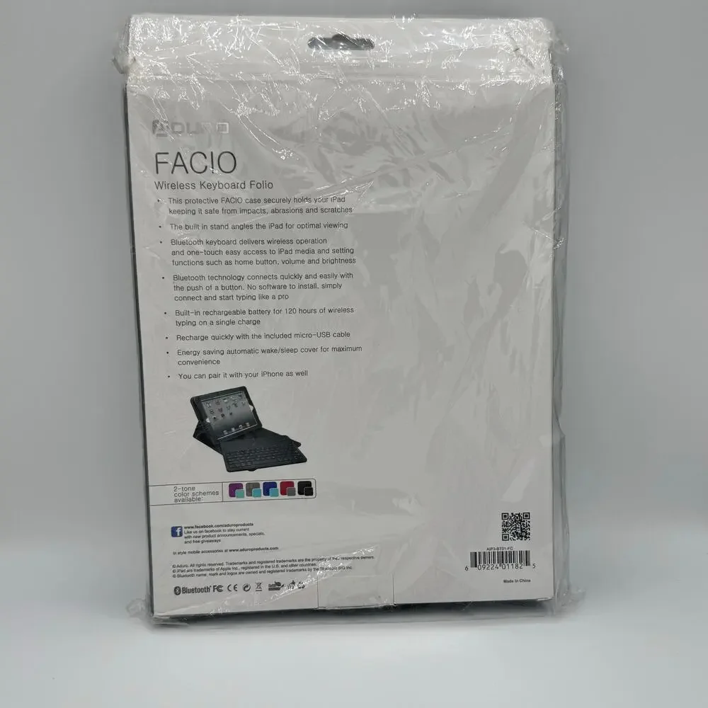 Facio Wireless iPad Keypad and Protective Cover Bluetooth in Black